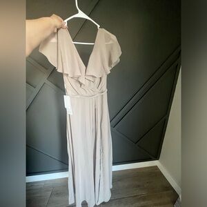 JJ’s House A-line V-Neck Floor-Length Chiffon Bridesmaid Dress #233676
